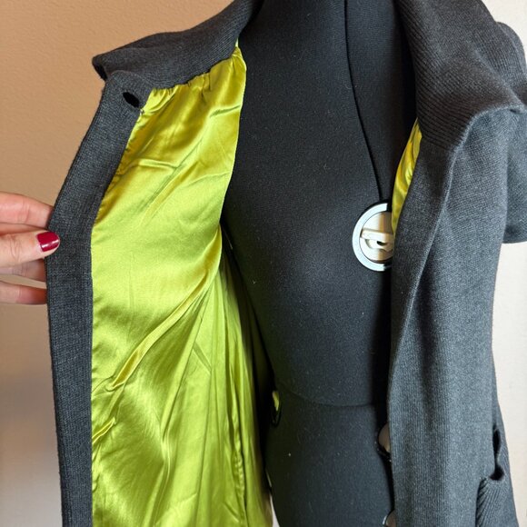 Alice and Olivia Short Sleeve Cashmere Blend Sweater Jacket in Grey - Size Small - Picture 2 of 7